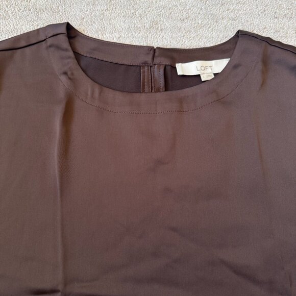 LOFT Brown Satin Blouse NWT - Picture 3 of 7